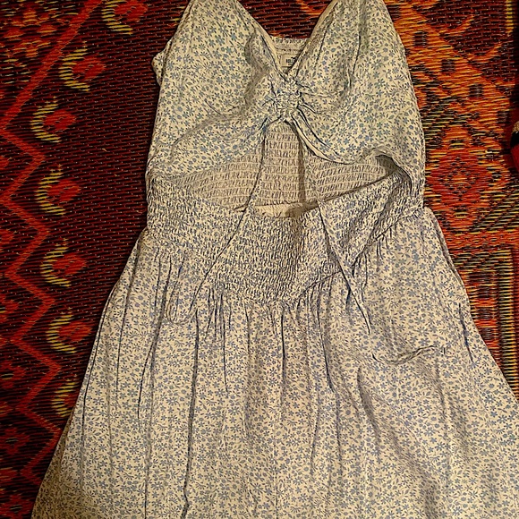 Hollister Other - Light blue flowered white romper dress